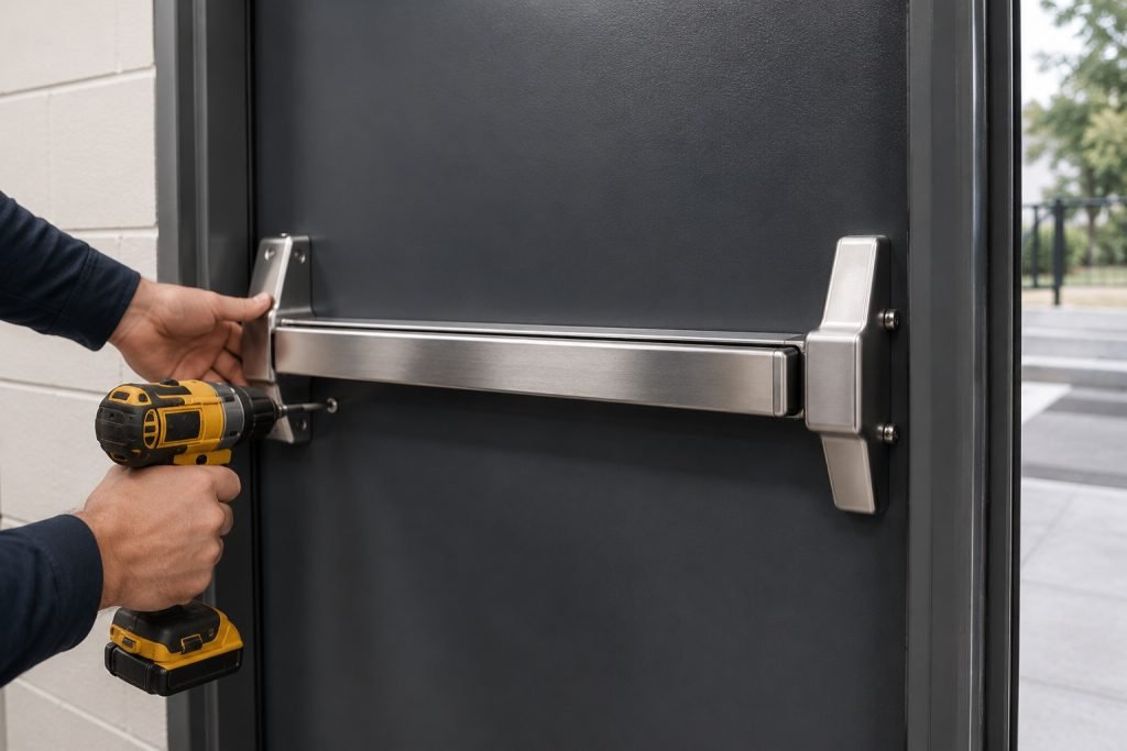 Installing a panic bar system
